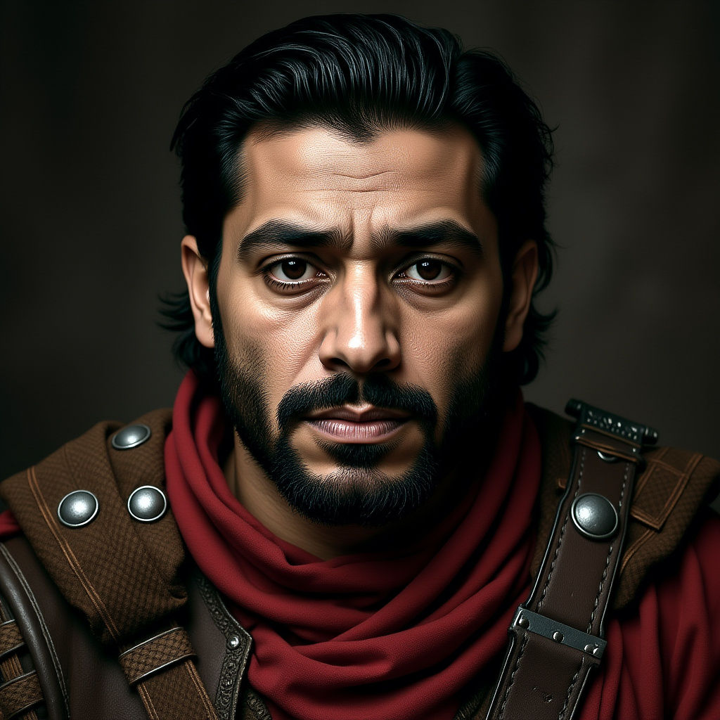 Angry Young Nobleman Portrait in Medieval Style