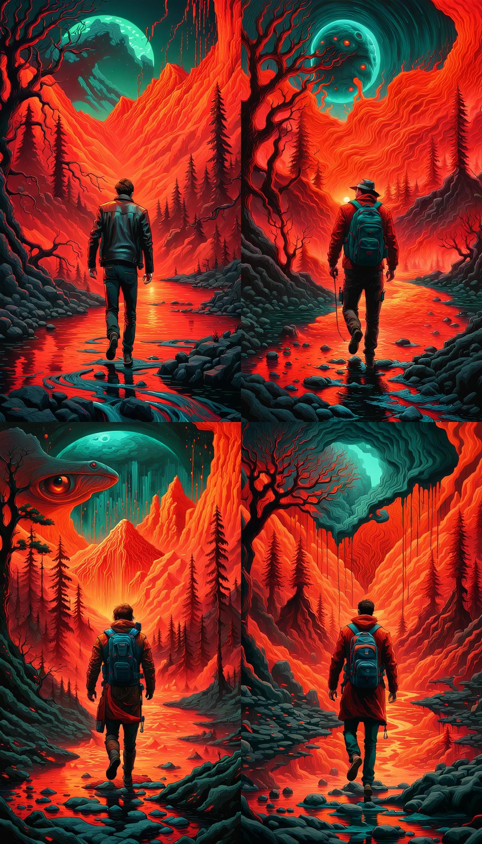 Apocalyptic Man Walks River of Blood: Synthwave Horror