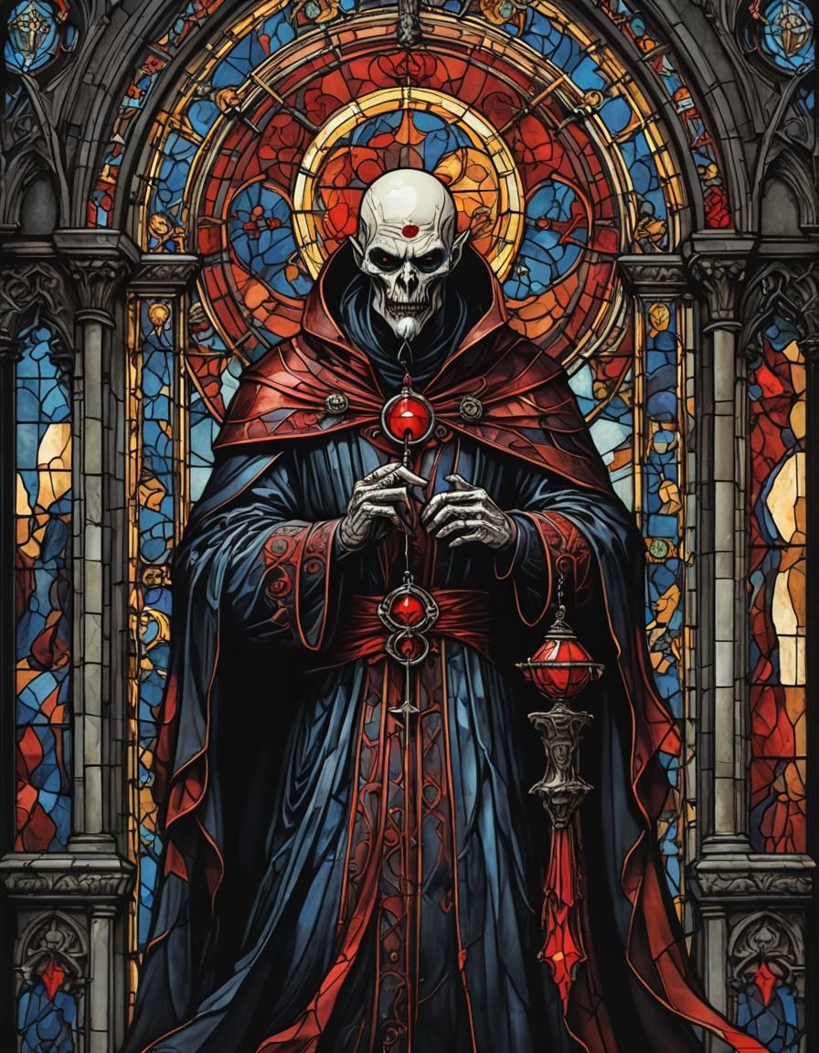 Gothic Vampire Cathedral Under Blood Moon