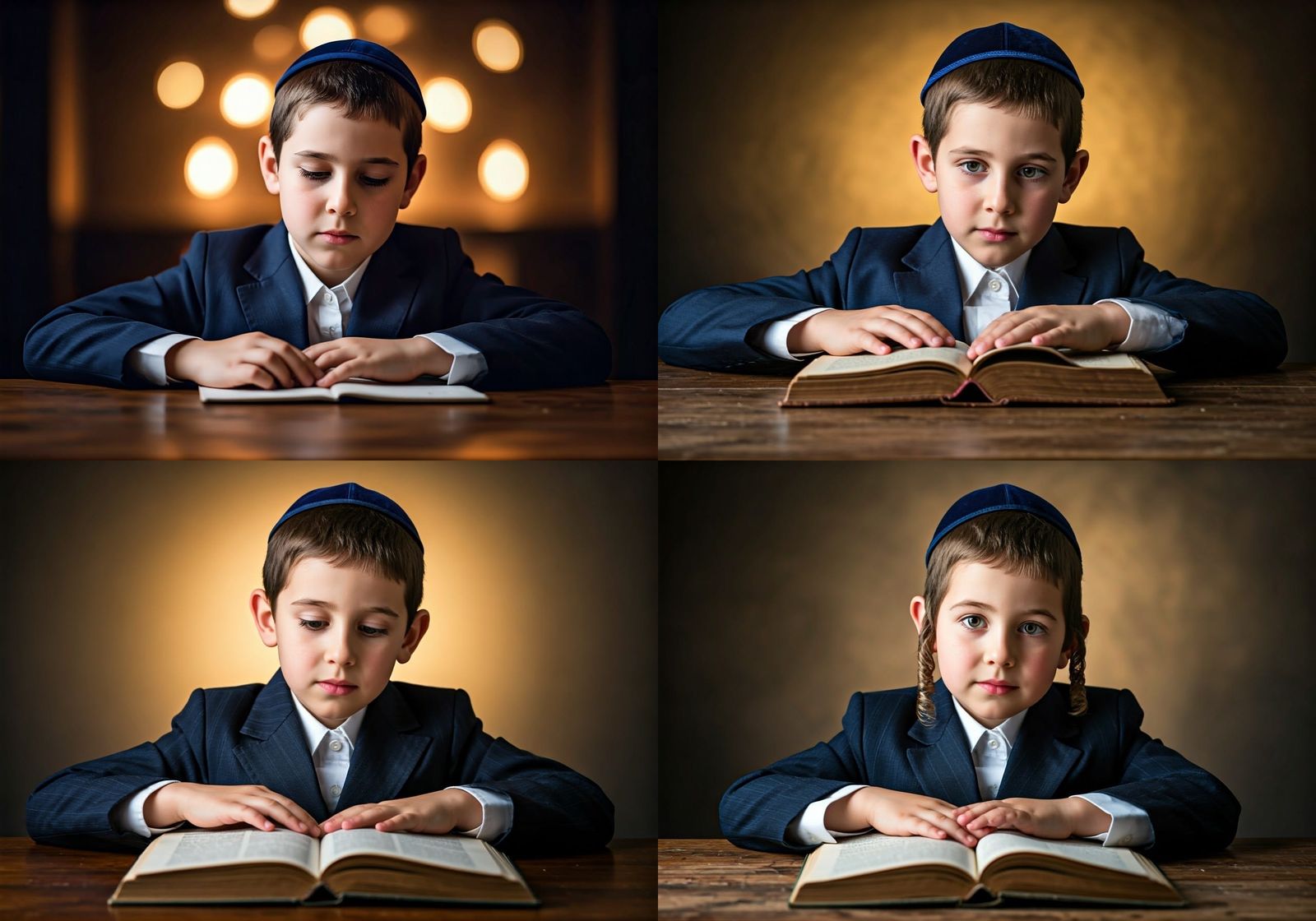 Boy Reading Intently, Serene Portrait