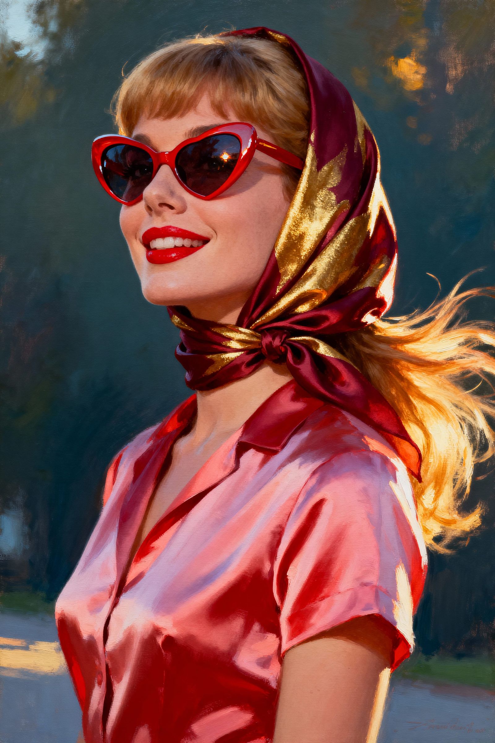 Woman Portrait Painting in 1960s Style