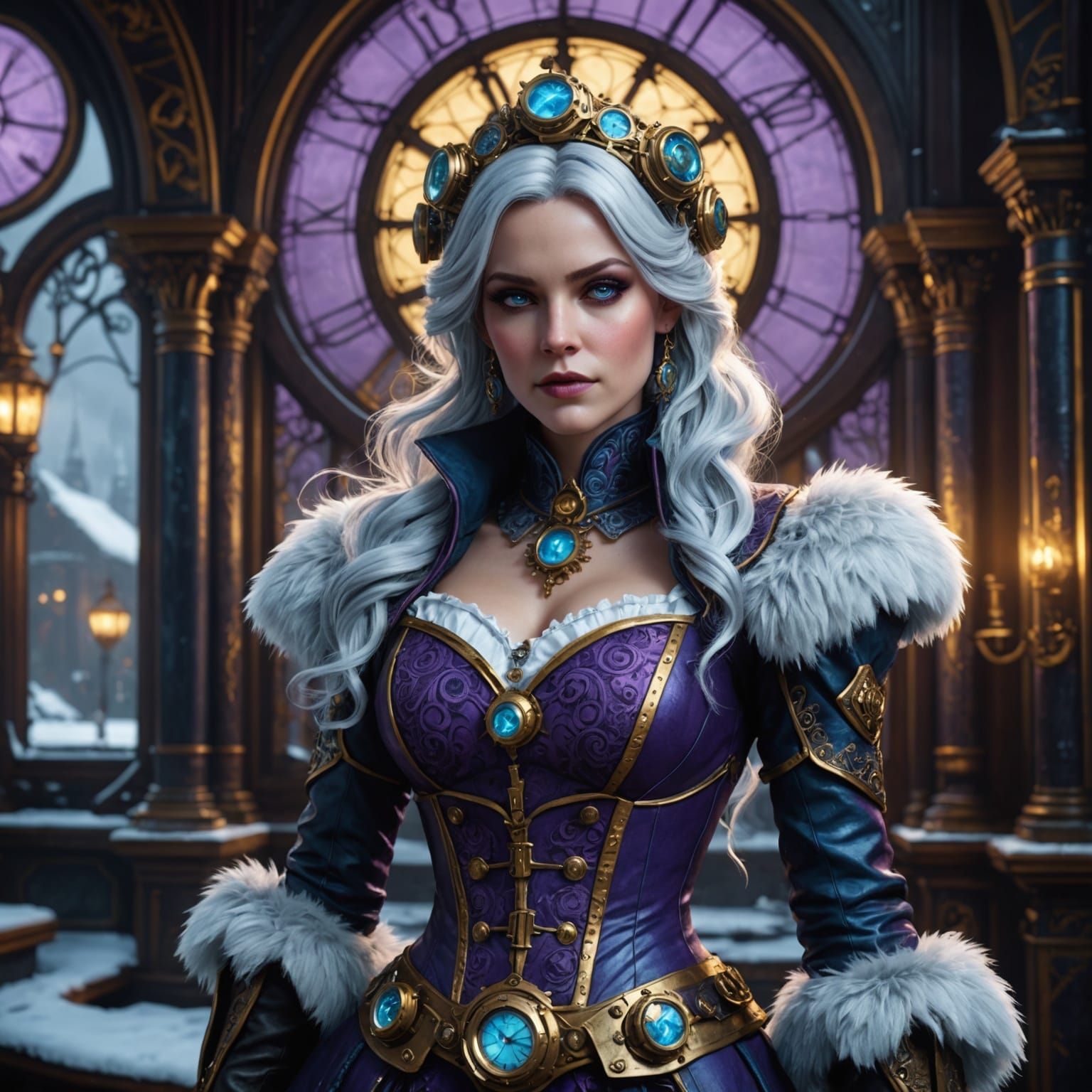 Steampunk Killer Frost in Dark Fantasy Style