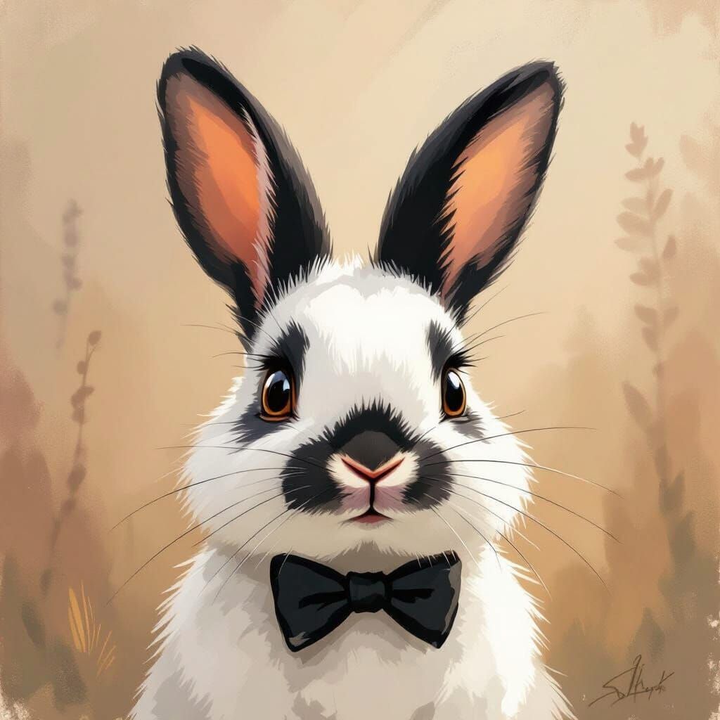 Whimsical White Rabbit Storybook Illustration