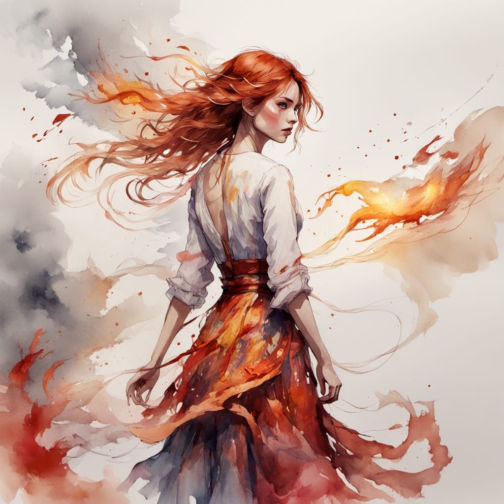 Beautiful Fire Spirit Scattering in Wind