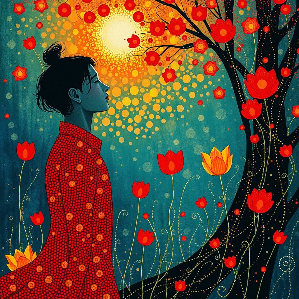 Ethereal Whimsy in Vibrant Colors, Inspired by Klimt and Iso...