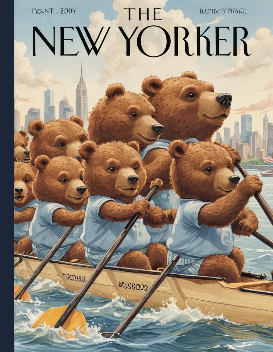 Bear Cubs Crew Team: New Yorker Magazine Cover