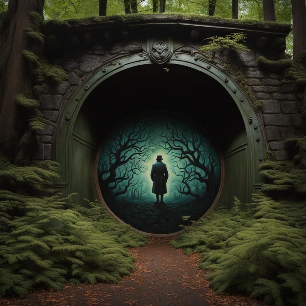 Eldritch Forest Street Art: Hyperrealistic Style