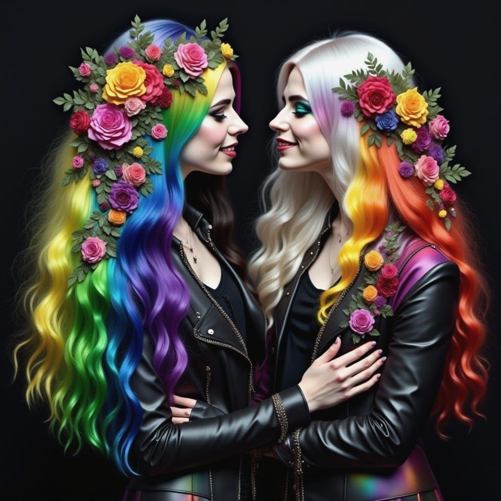 Romantic Lesbian Portrait with Rainbow Glitter