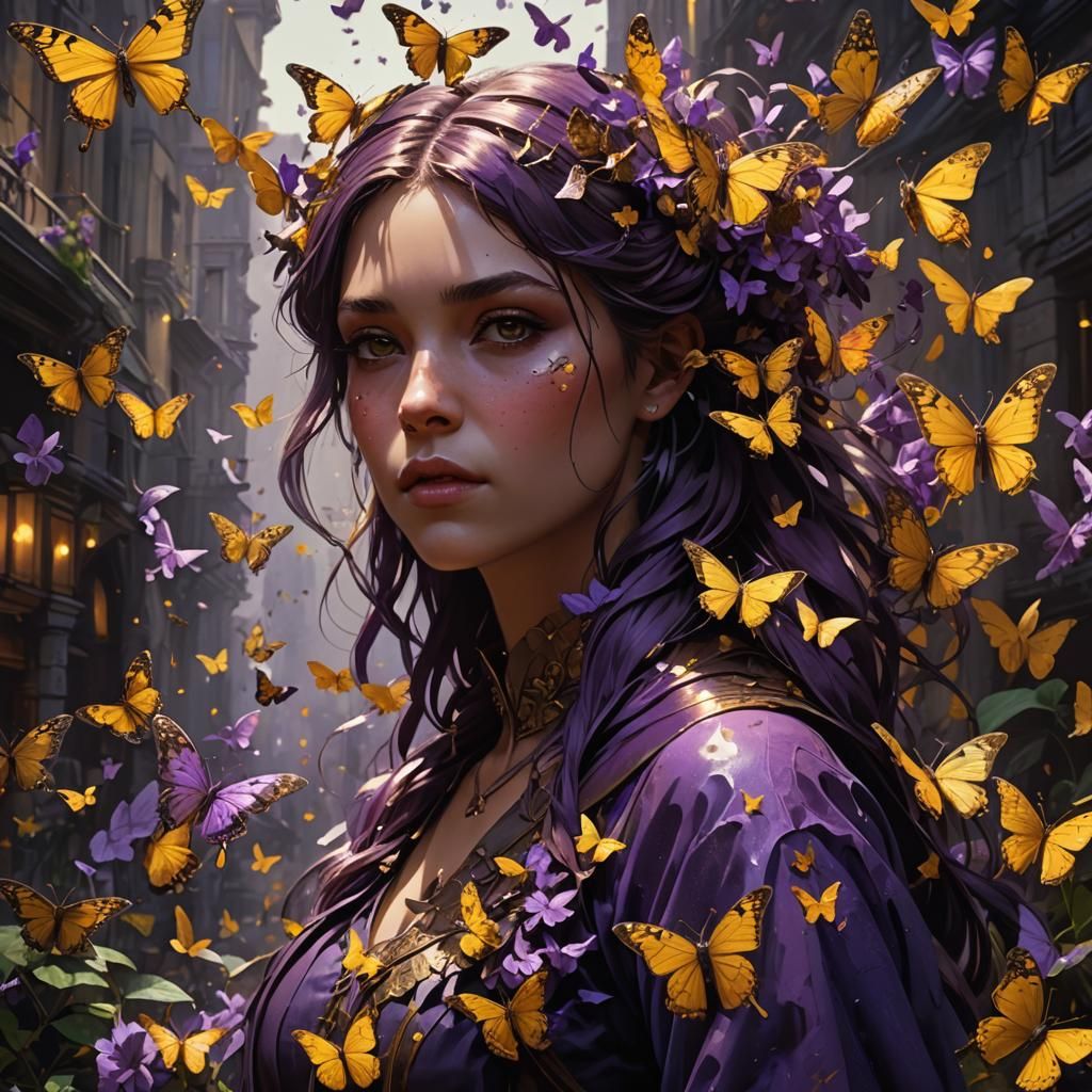 Girl with Butterflies: Dark Fantasy Concept Art