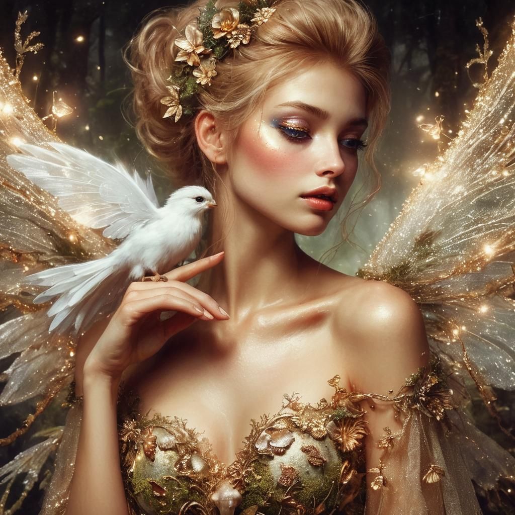 Gorgeous goddess with bird