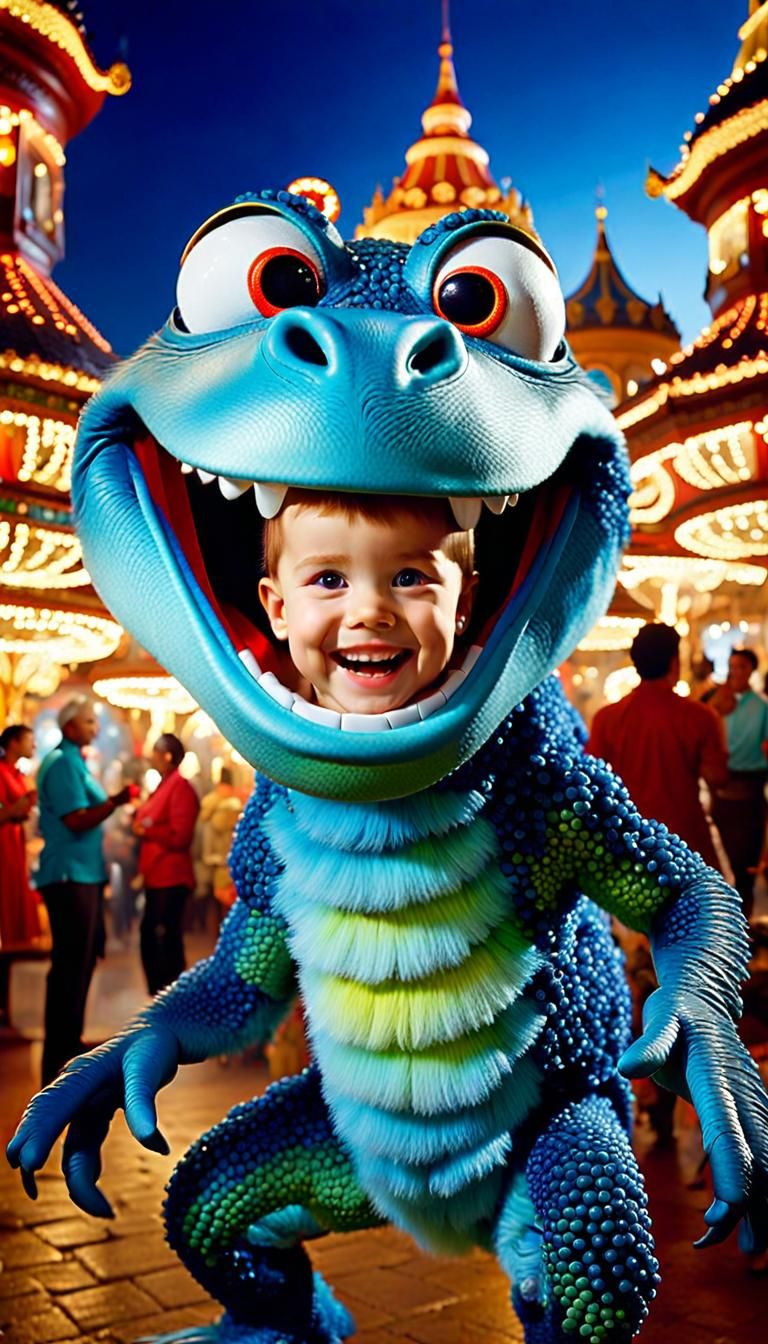 He is wearing a fursuit.