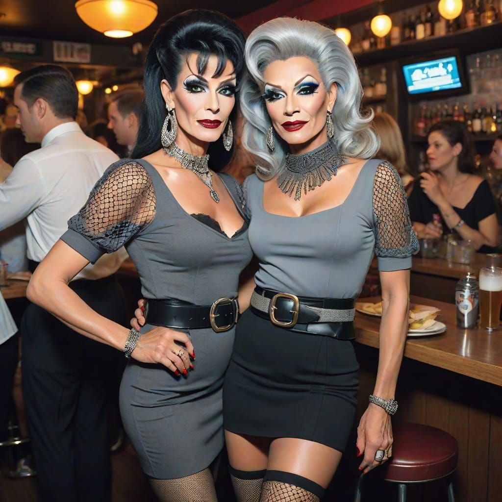 Mature Cross Dresser Meets Drag Queen at Dive Bar