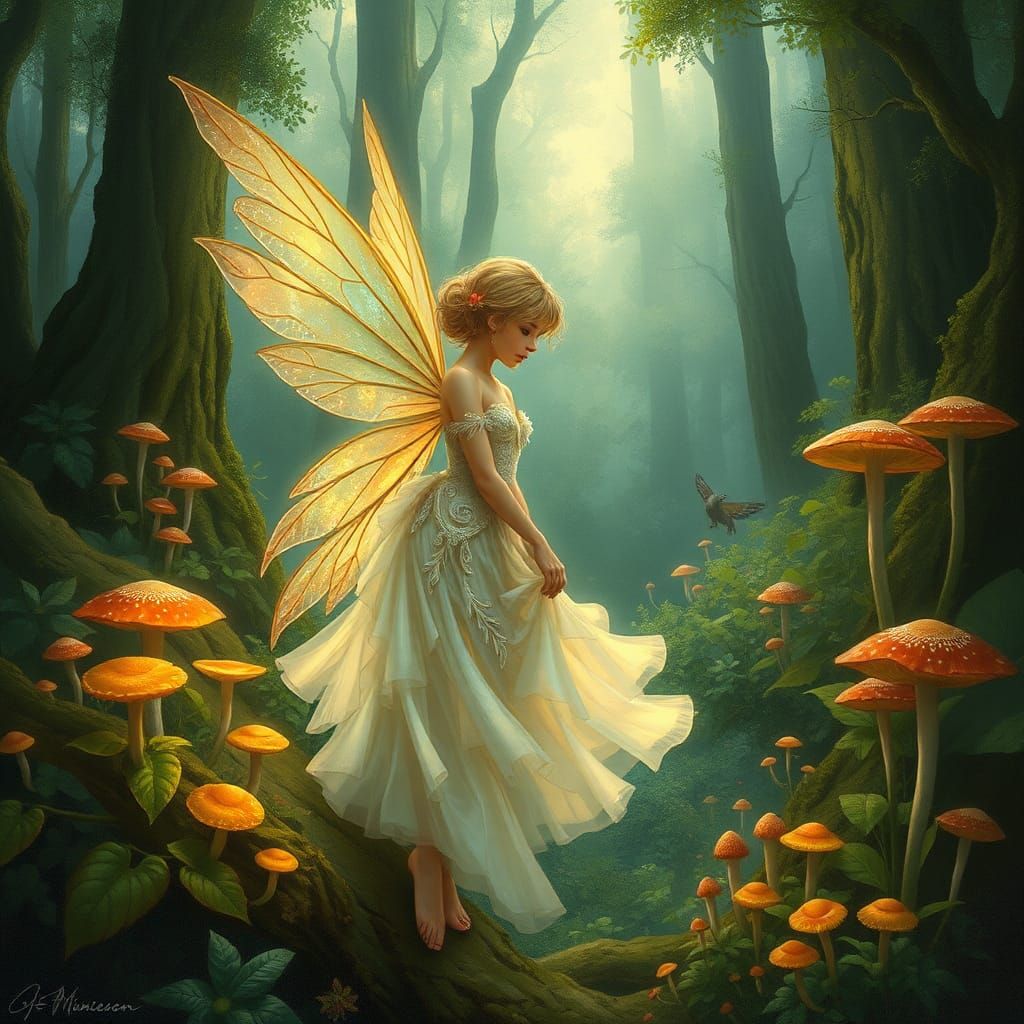 Enchanted Bioluminescent Fairy Garden Scene