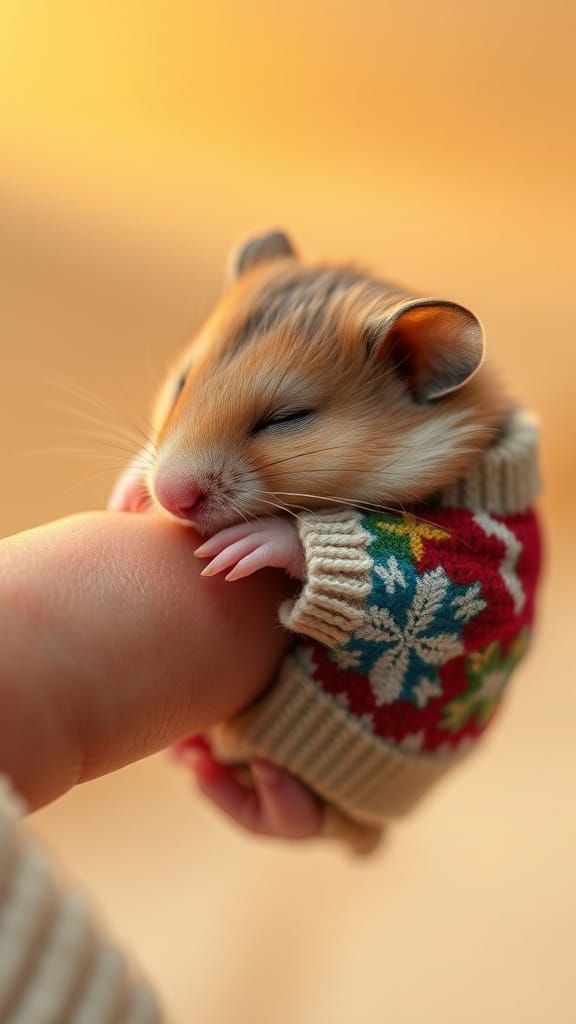 Delicate Hamster Portrait in Cozy Golden Light