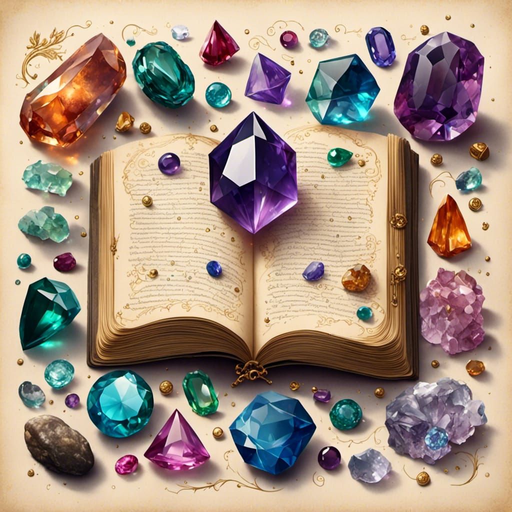 Magical Gems Journal Page in Dark Academia Style