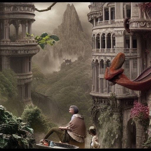 Chameleon and Grannies: Digital Matte Painting