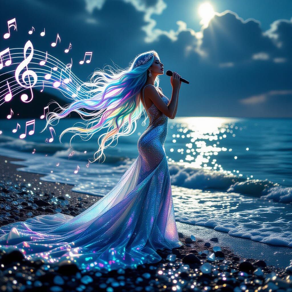 Siren Sings on Crystal Shore, Musical Notes Fill Air
