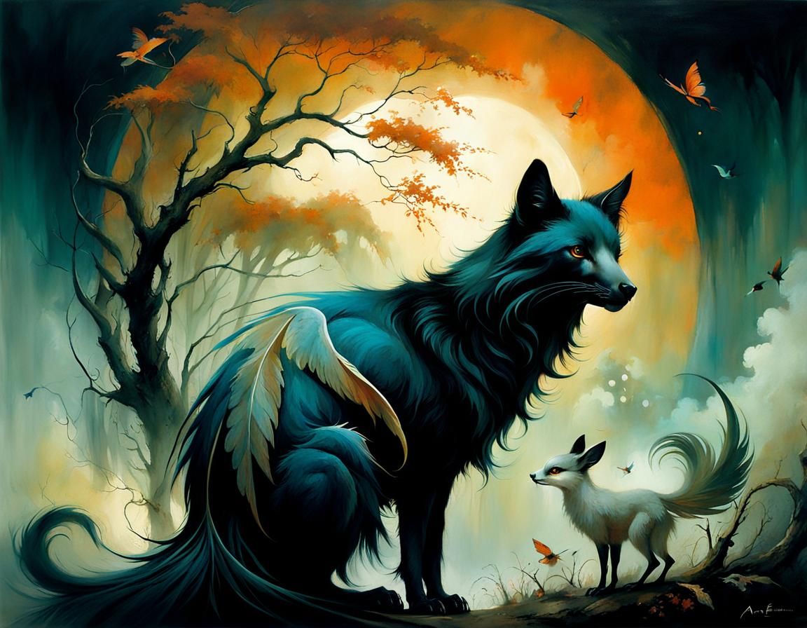 Mystical Spirit Animal Familiar in Bachelier Style