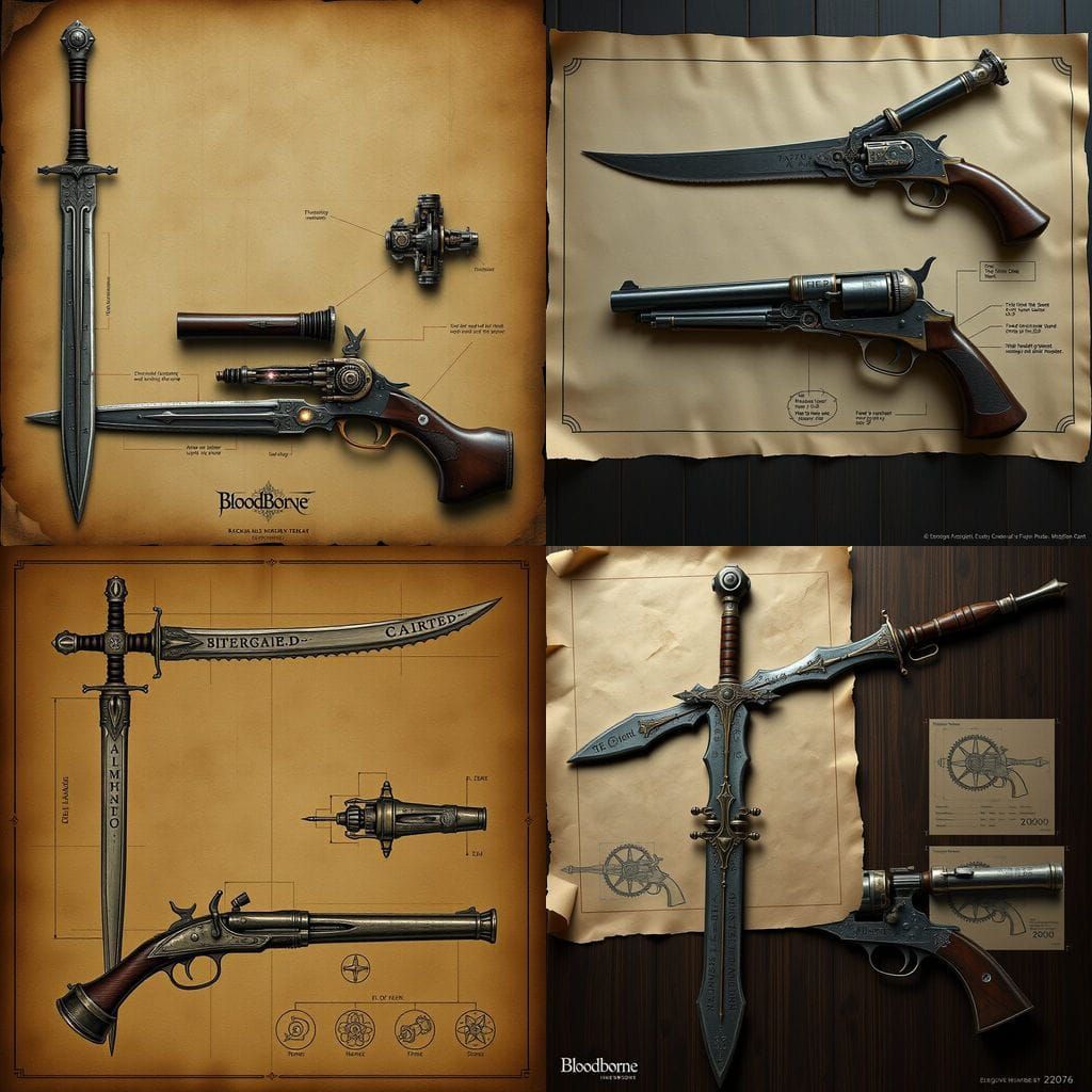 Ancient Arcane Trick Weapon in Gothic Fantasy Style