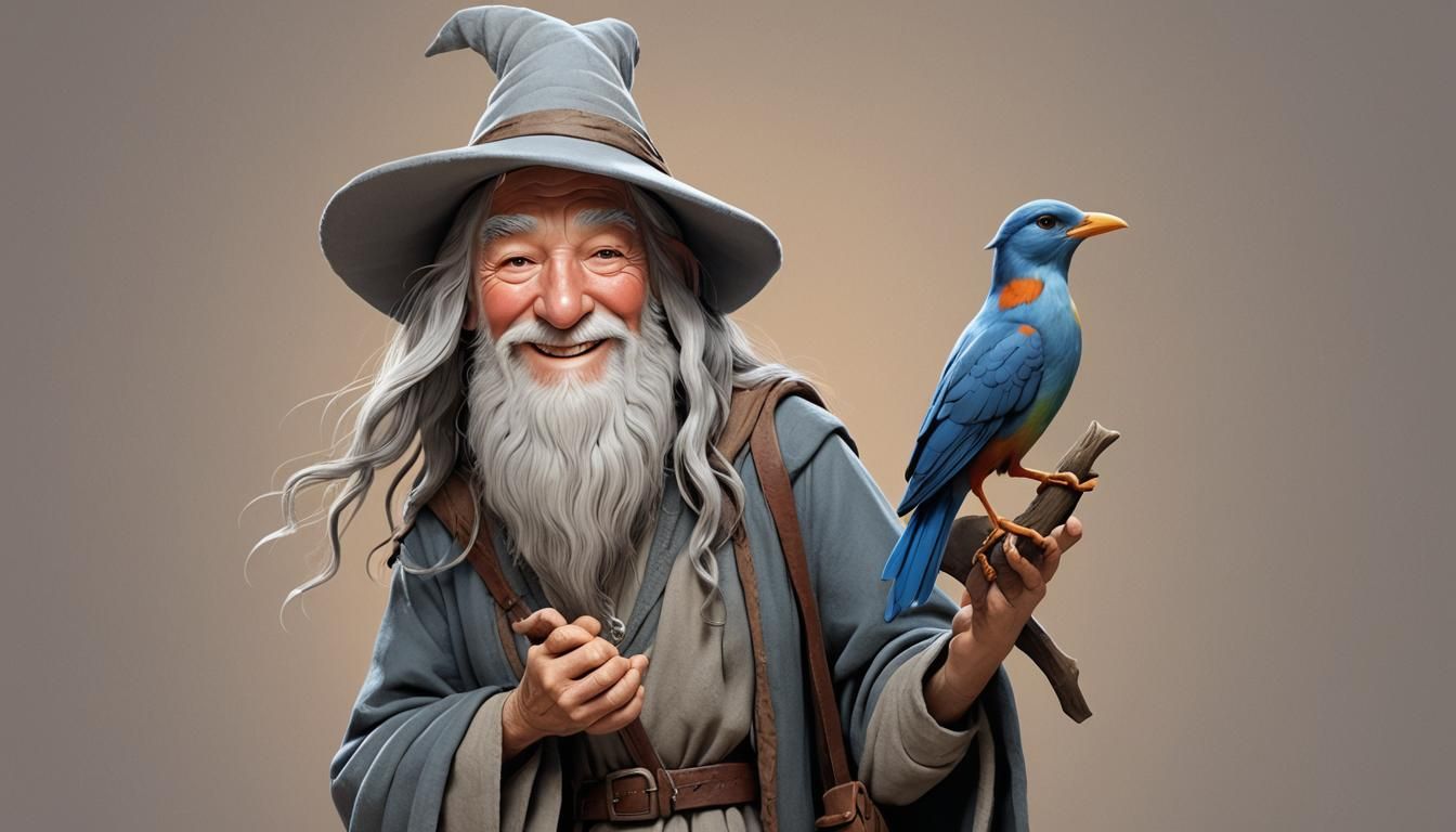 Smiling Lady with Bird: Pixar-Style 3D Render