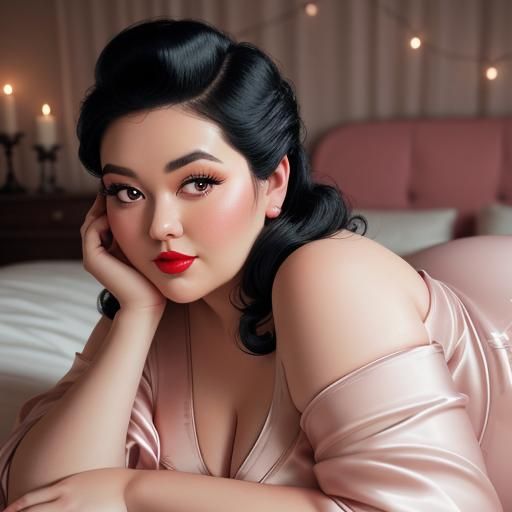 1950s Pin-Up: Girl on Roses in Candlelight