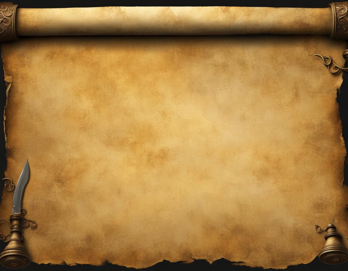 Ancient Scrolled Parchment on Table: Realistic Digital Art