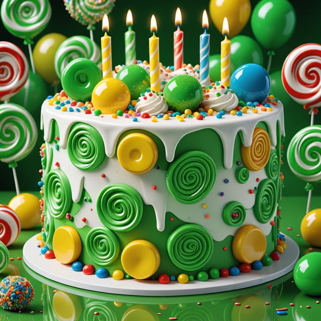 Candyland Style Cake with Happy Birthday U.S. Army