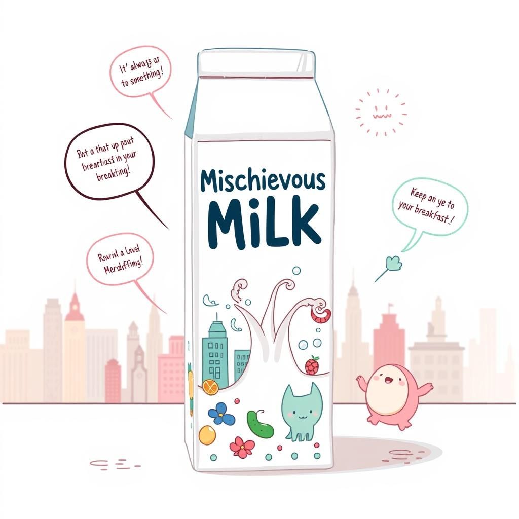 Whimsical Milk Carton Design with Supernatural Illustrations