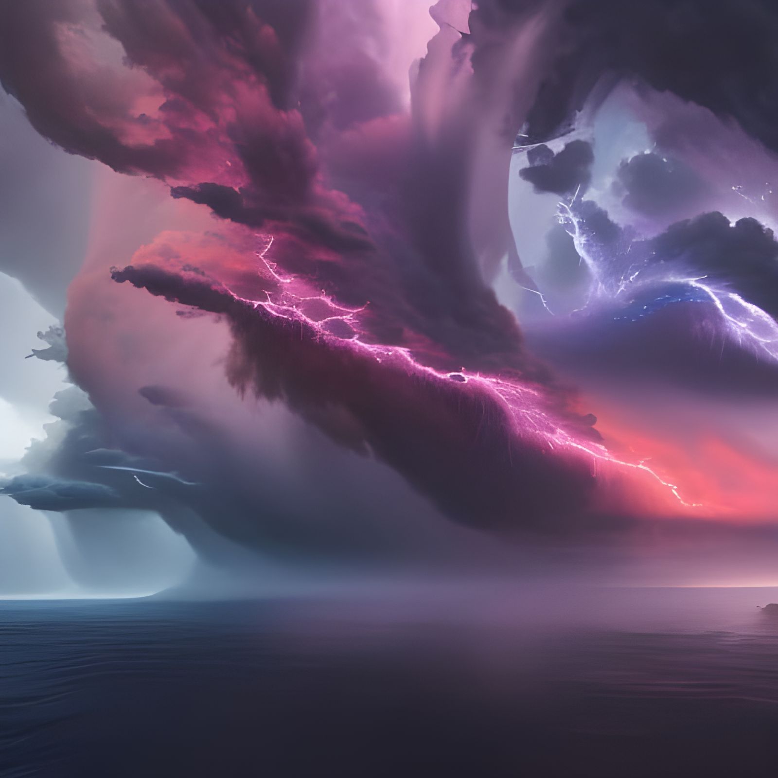 Epic Storm Over the Sea in Impasto Style