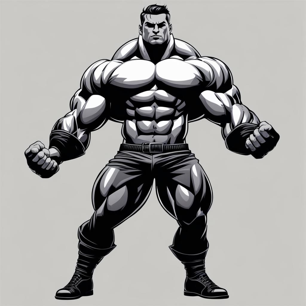 Muscular Man Posing: Full Body