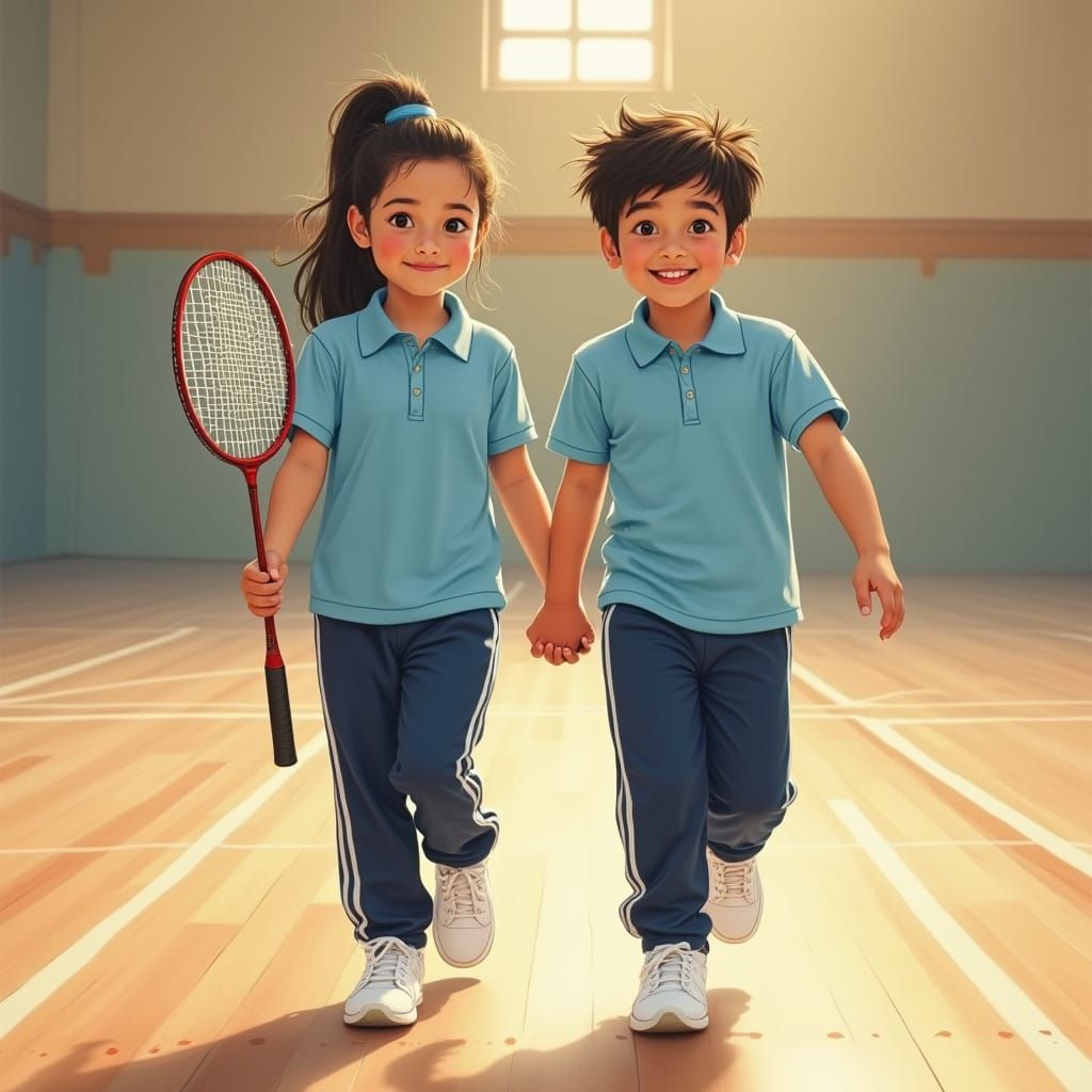 Confident Young Athletes in Perfect Sync