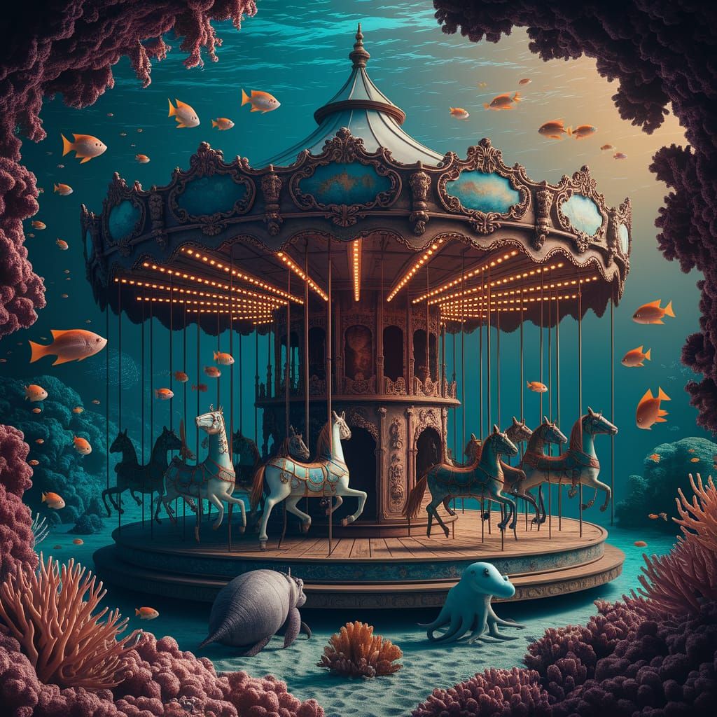 Sunken Rusty Carousel on Fantasy Coral Reef