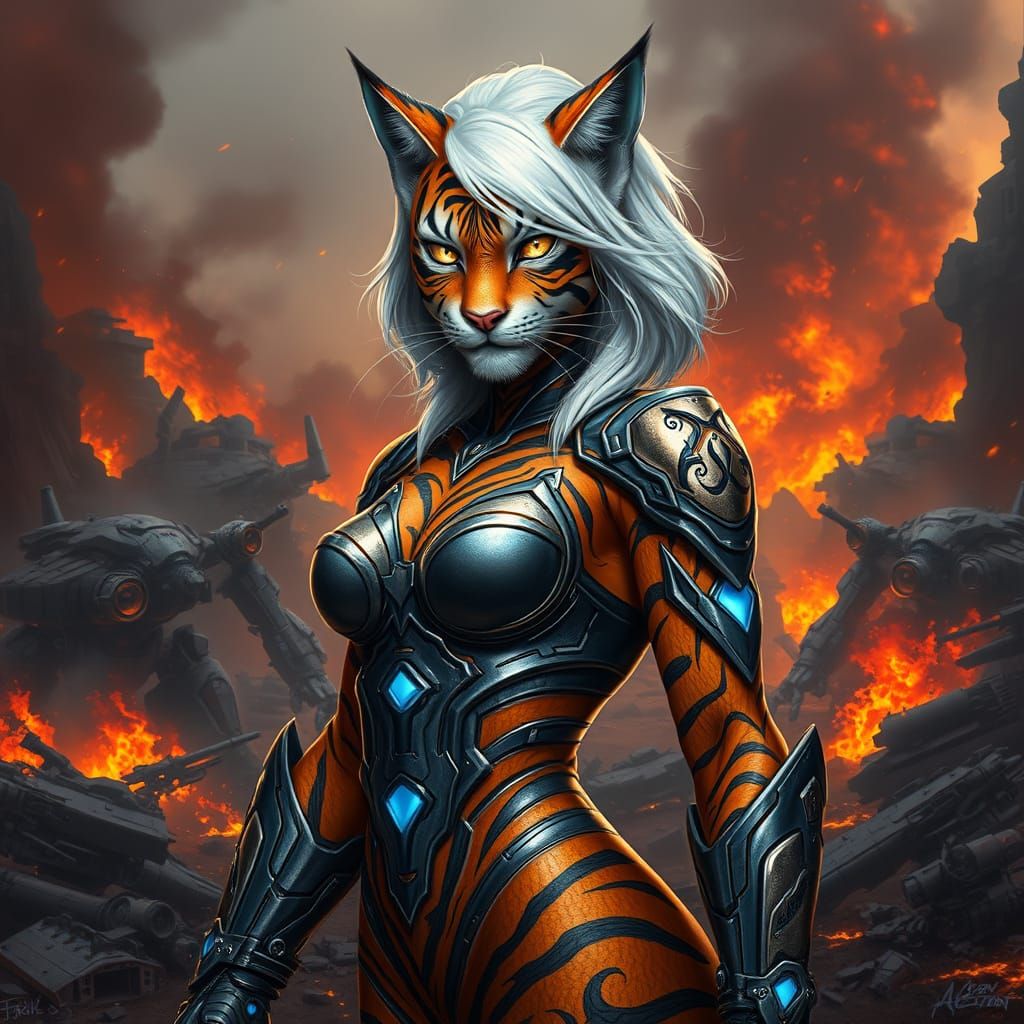 Regal Tiger Warrior in High-Tech Armor