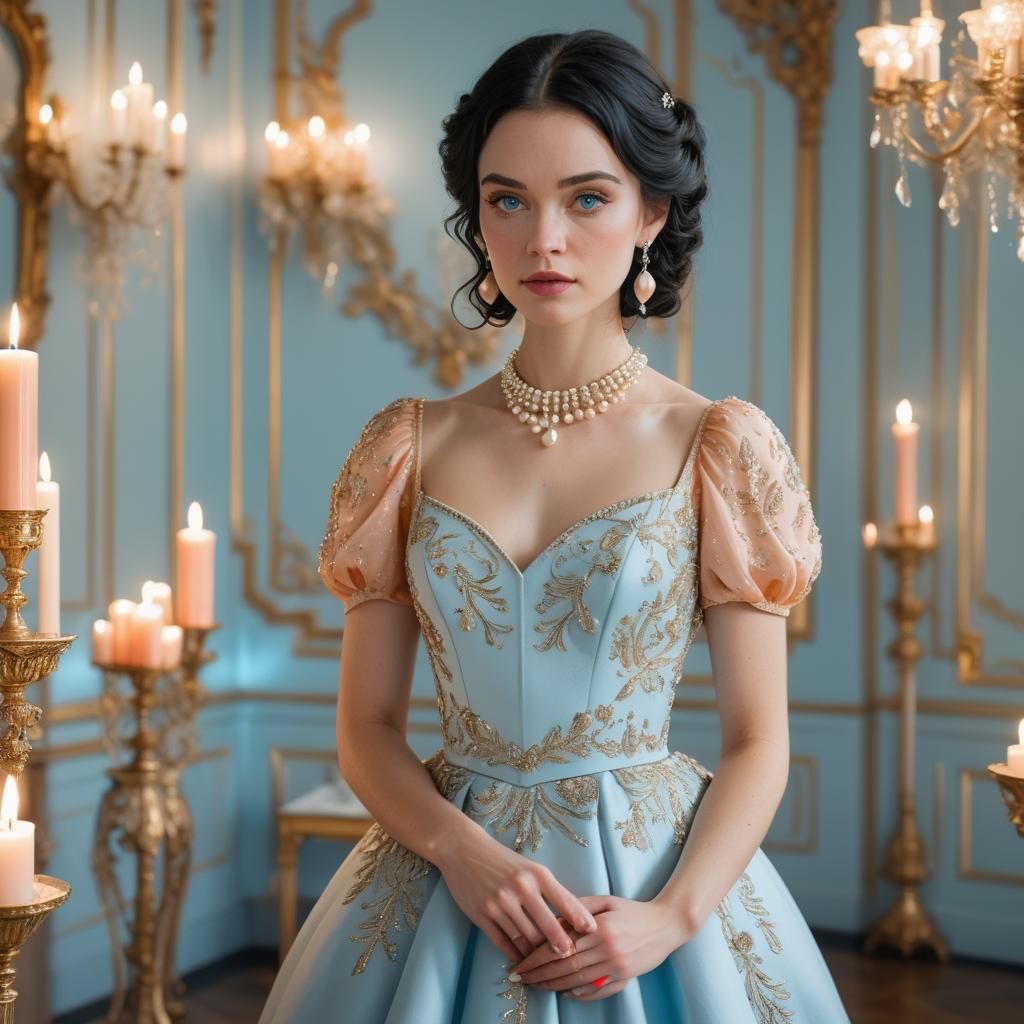 Young Woman in Peach Gown Portrait