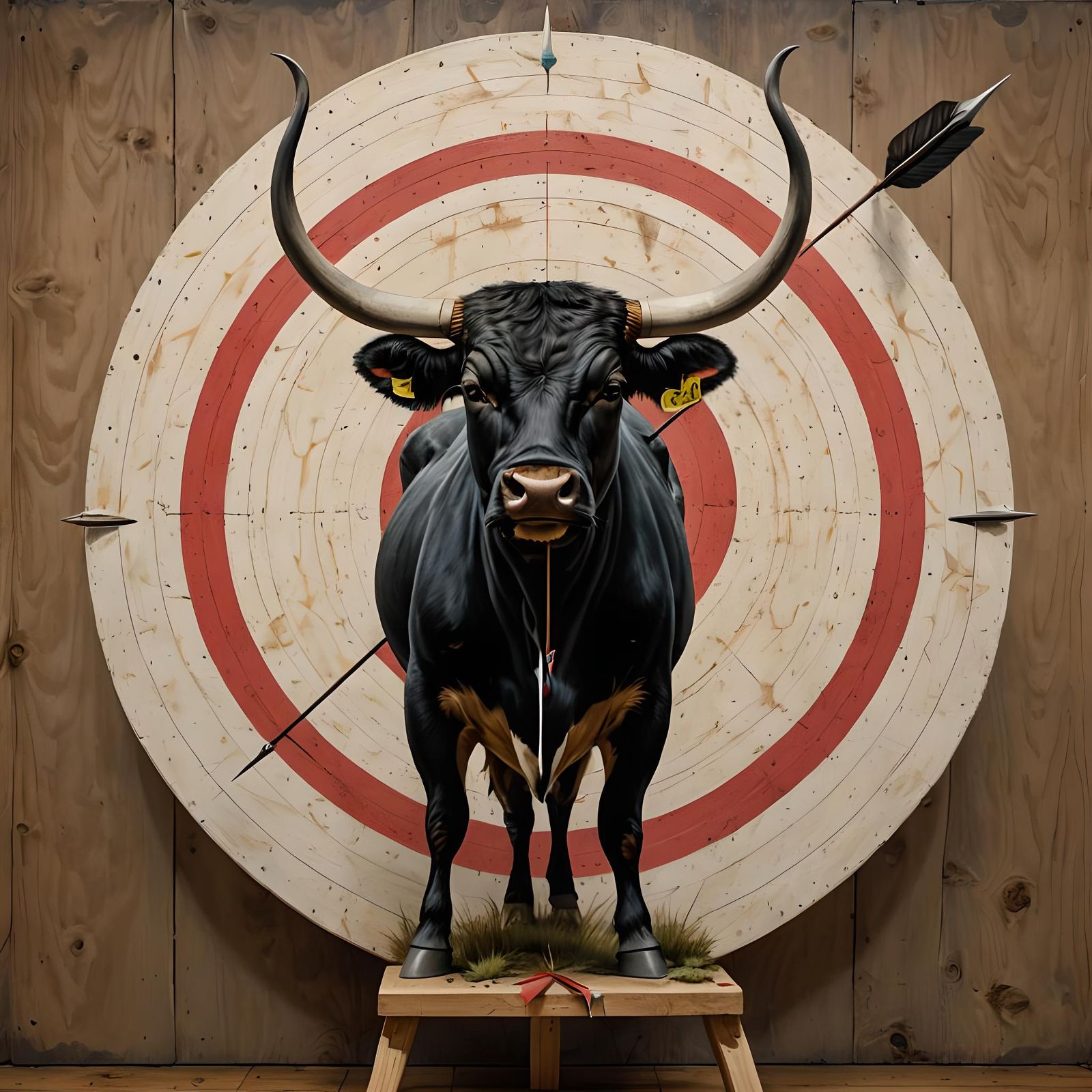 bull’s-eye or bullseye (noun) : the center of a target