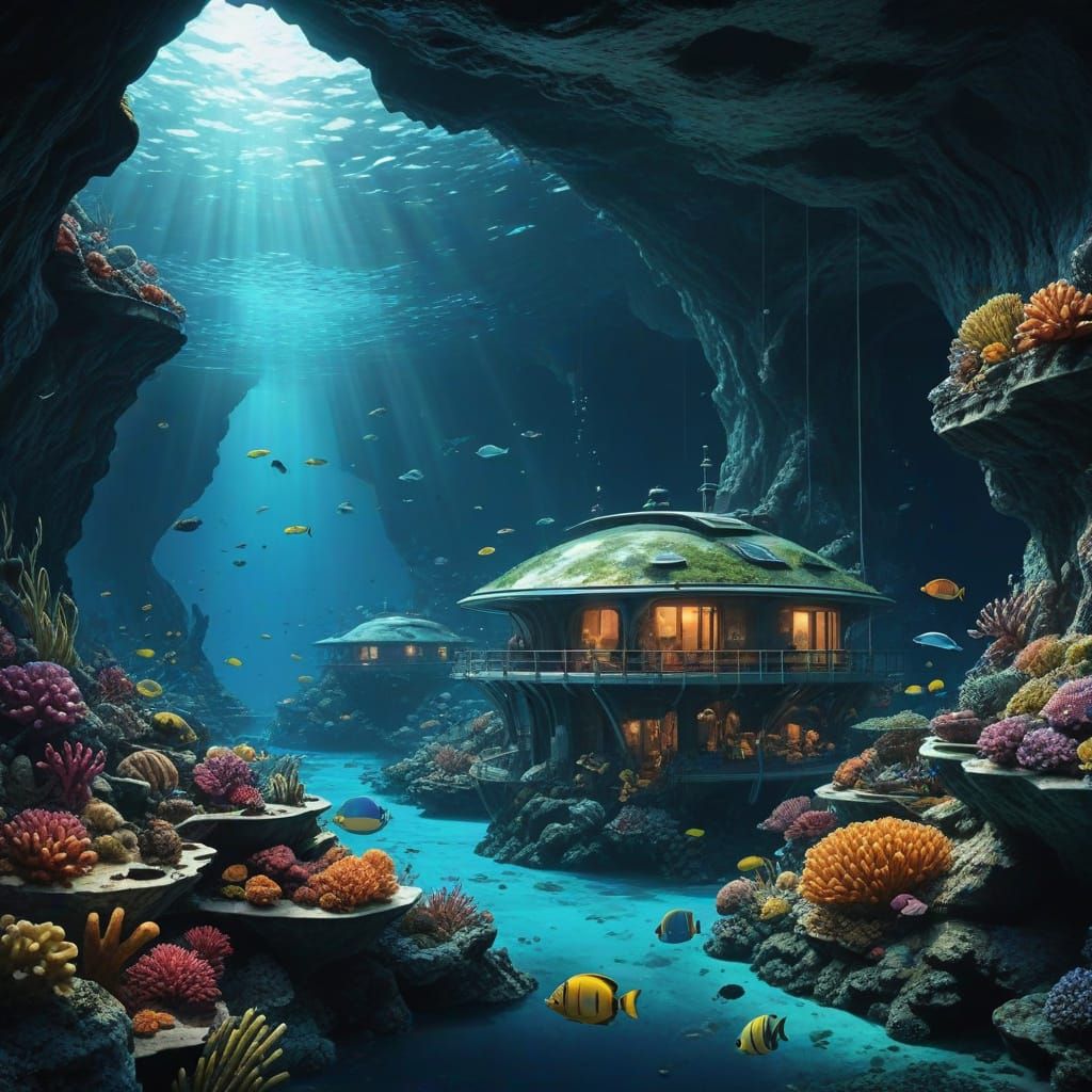 Futuristic Underwater City Built on Coral Reefs