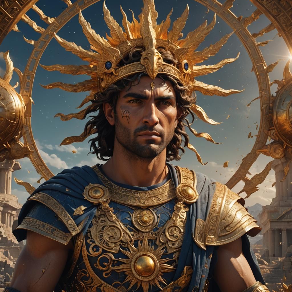 Helios, Greek God of The Sun, Detailed Portrait