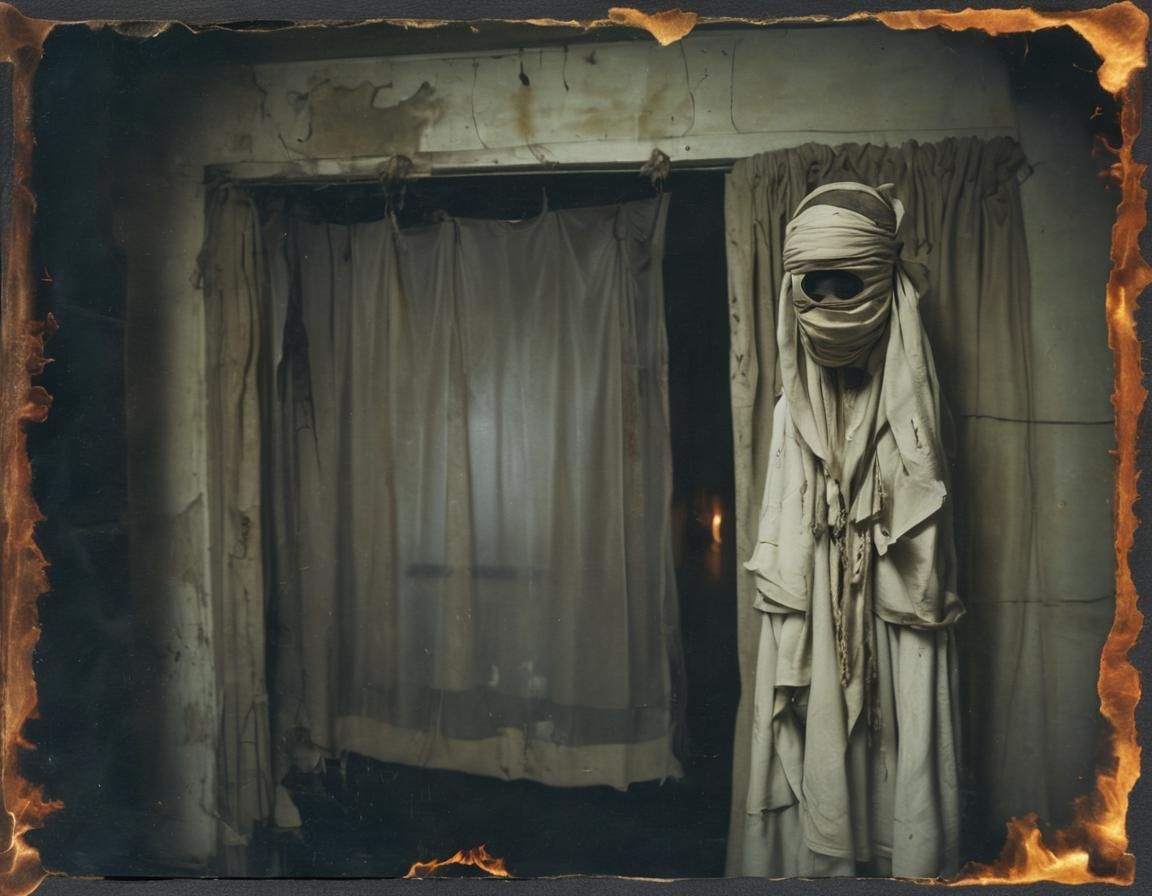 Creepy Prisoner in Burned Purgatory Polaroid