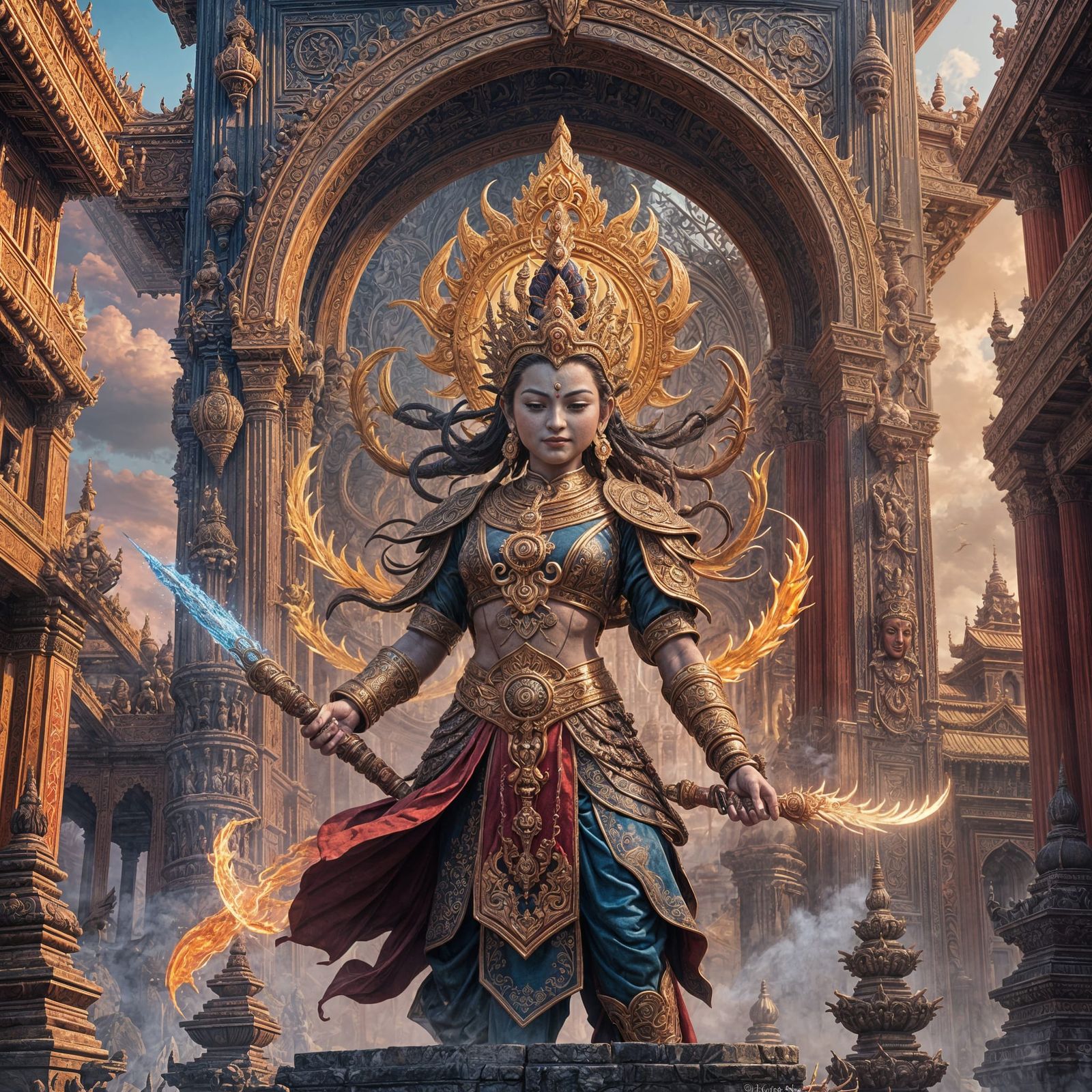 Skandha Bodhisattva Forging a Vajra Weapon