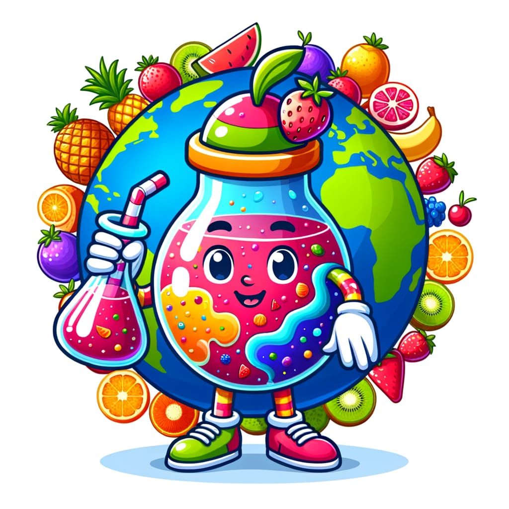 Vibrant Cartoon Character Embodies Fruitful World