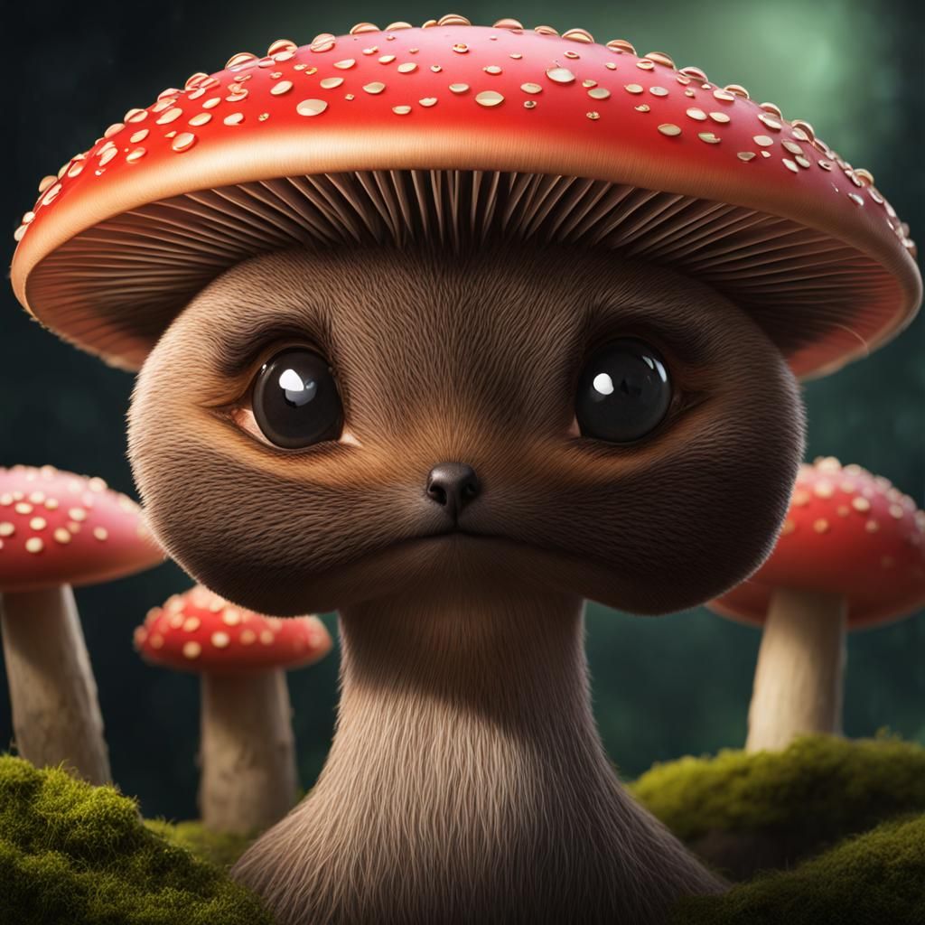 Whimsical Mushroom Queen in Cartoon Style