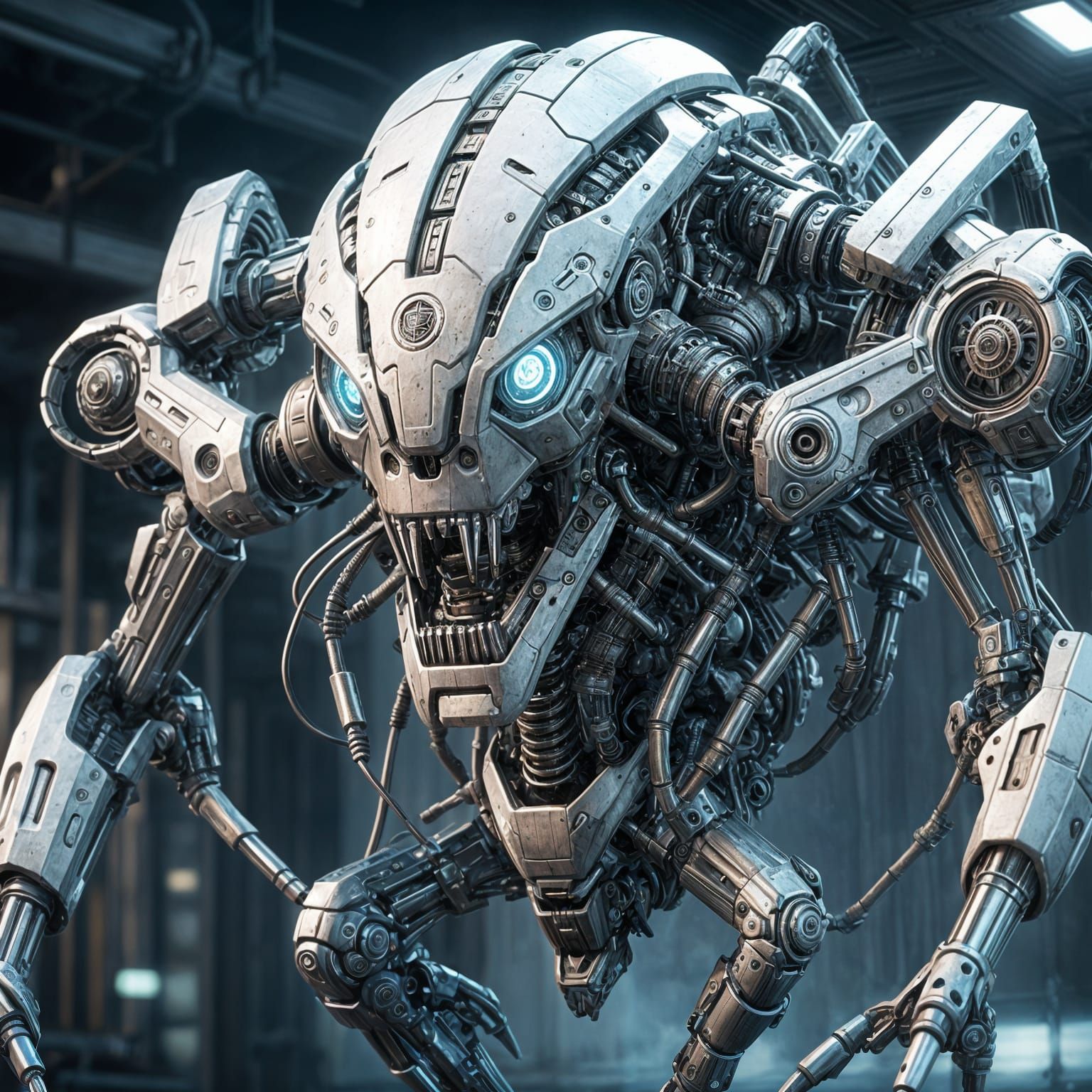 Detailed Mechanical Fusion in Futuristic Sci-Fi Style