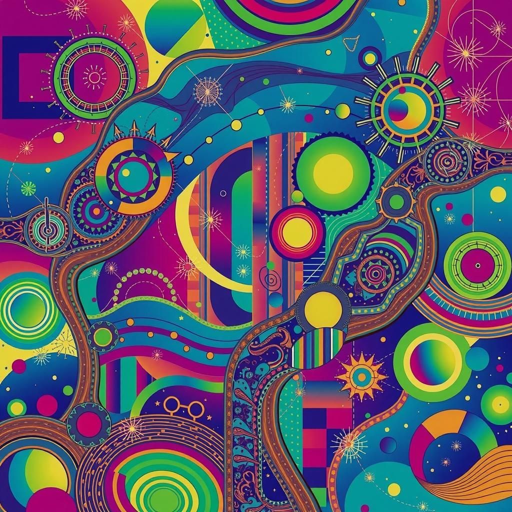 Kaleidoscopic River of Time in Op Art Style