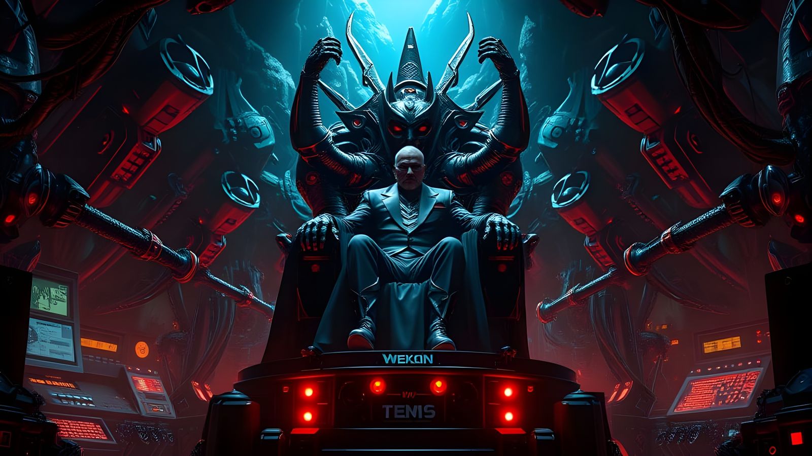 Supervillain Throne Room with Evil Robots