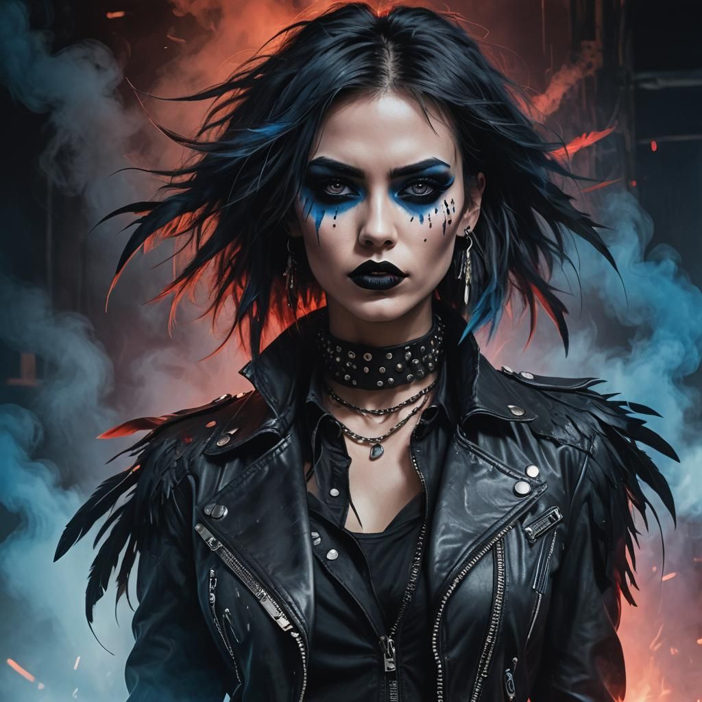 Emo Girl on Catwalk in Dark Fantasy Style