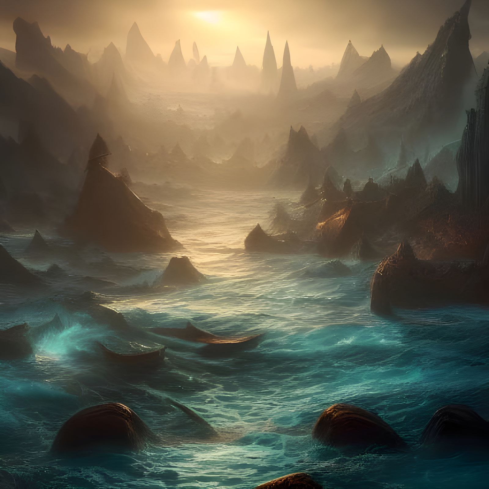 Fantastical Deep Color Aquatic Matte Painting