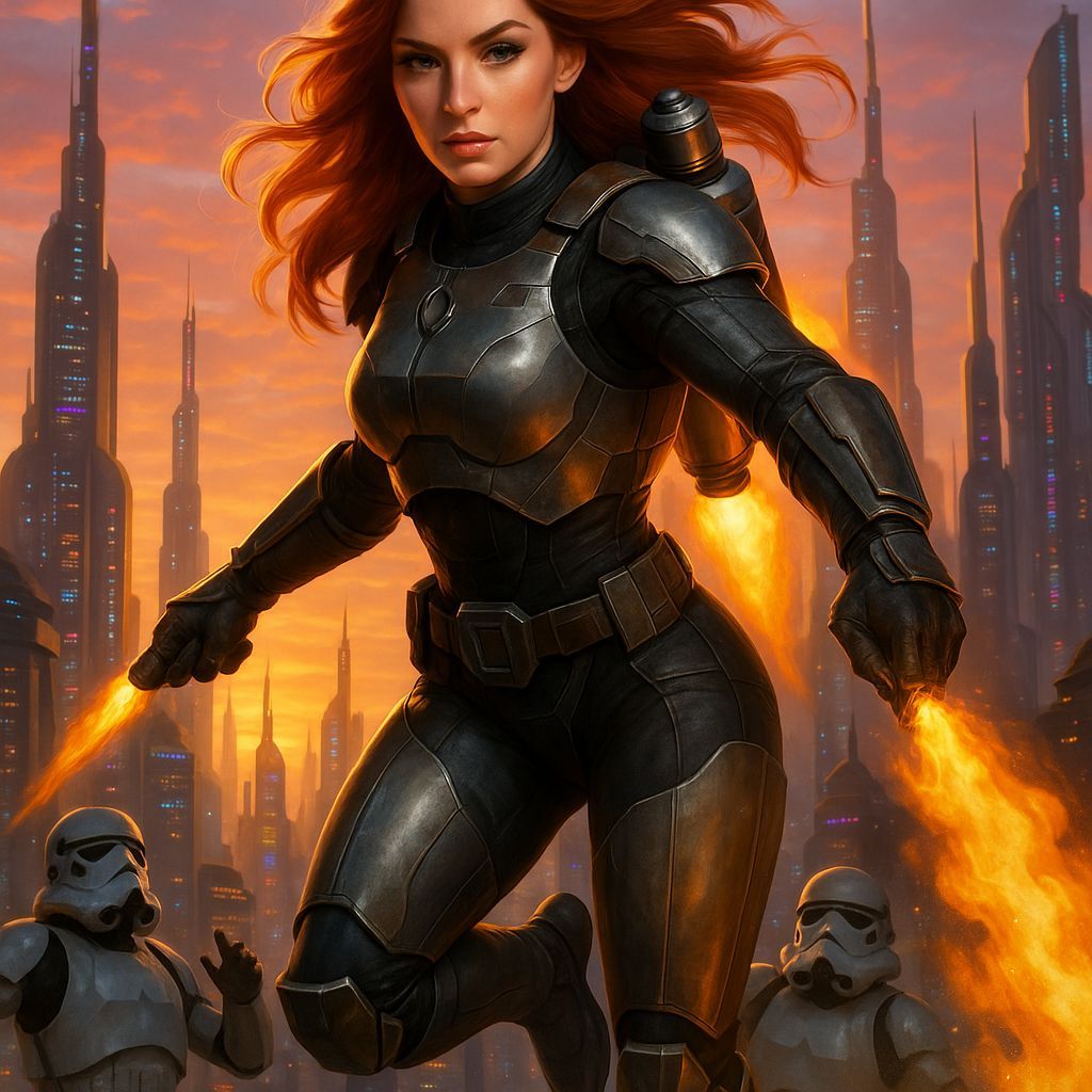 Shae Vizla: Mandalorian Warrior Over Coruscant