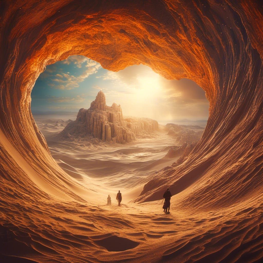 Desert Portal Sand Vortex, Photorealistic Style