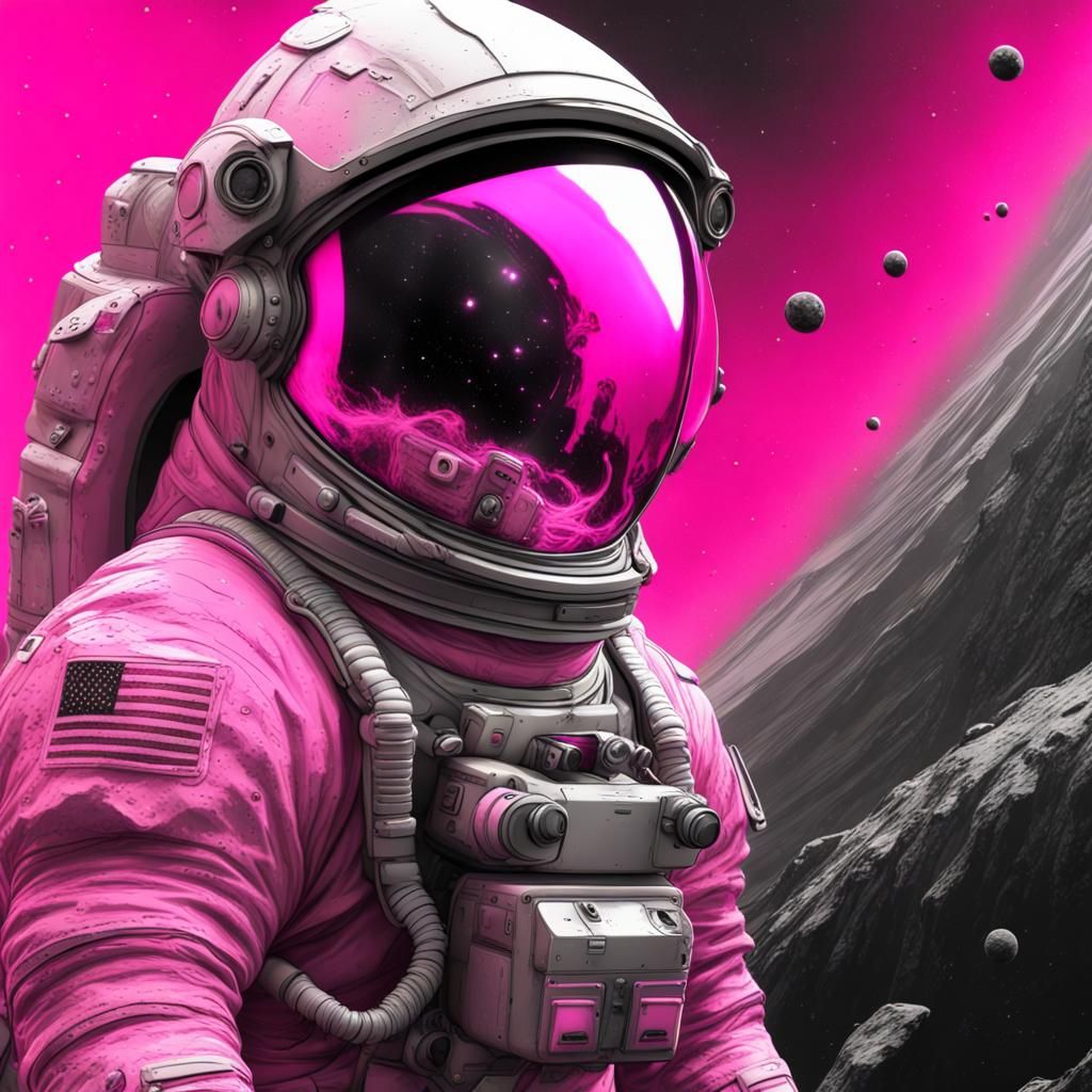 Astronaut in Space with Selective Color Splash