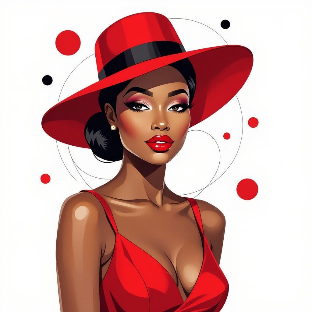 Elegant African American Woman Portrait in Minimal Halftone ...